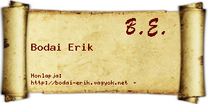 Bodai Erik névjegykártya